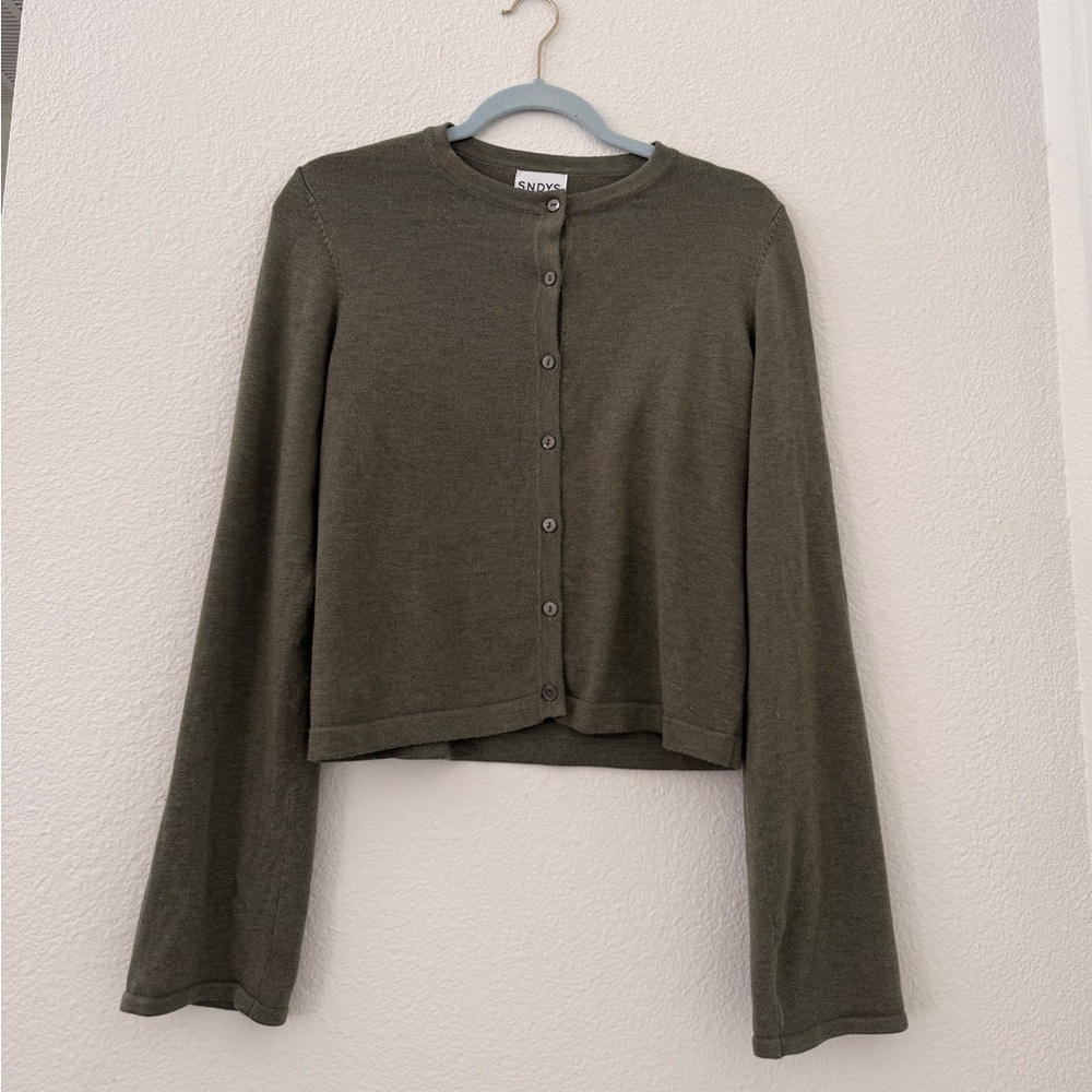 SNDYS Women's Olive Green Button-Up Sweater and Pants Set - Picture 2 of 5